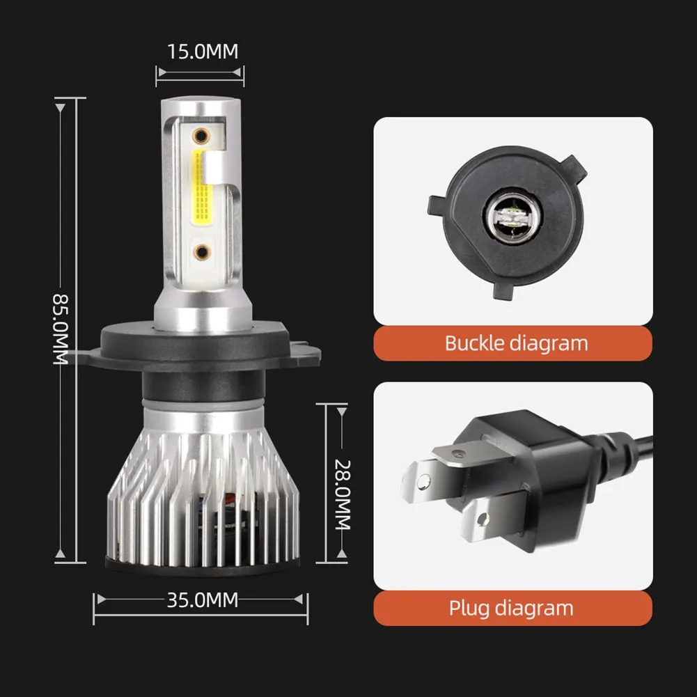 1 Pair Aluminum Car Led Headlight Ip68 Waterproof 6000k