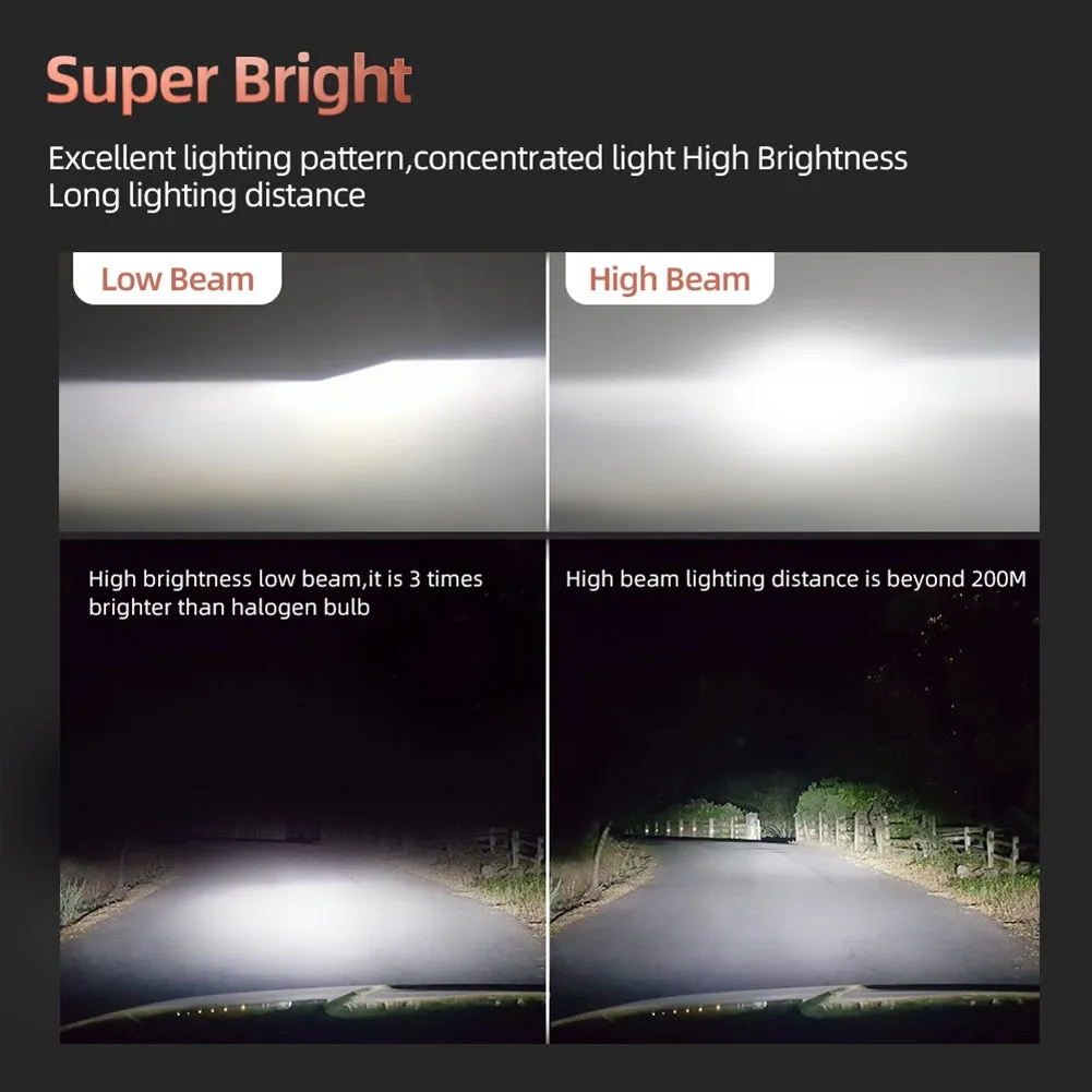 1 Pair Aluminum Car Led Headlight Ip68 Waterproof 6000k