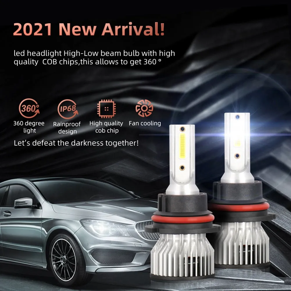 1 Pair Aluminum Car Led Headlight Ip68 Waterproof 6000k