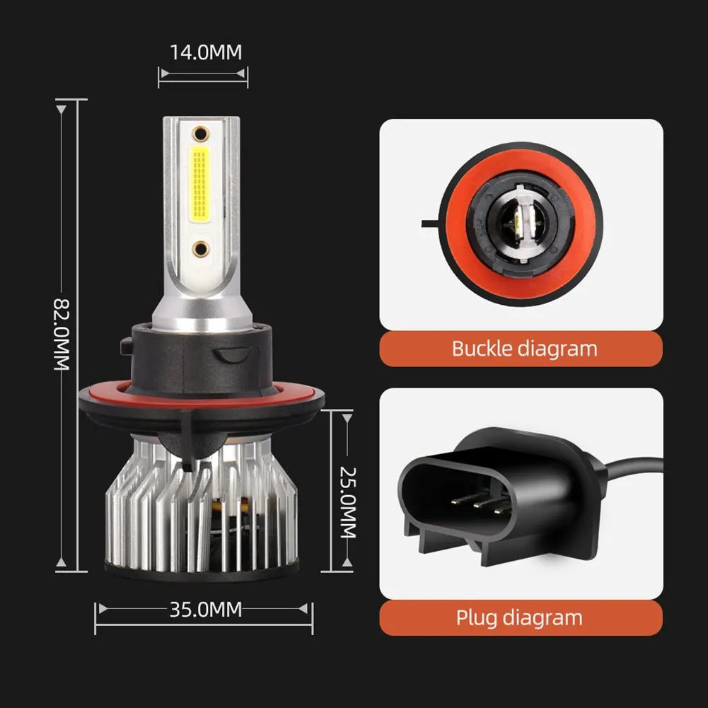 1 Pair Aluminum Car Led Headlight Ip68 Waterproof 6000k