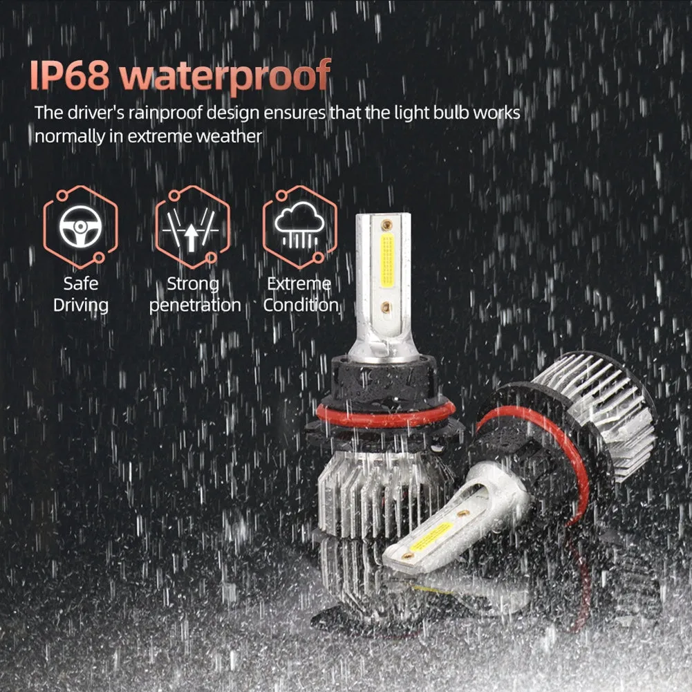 1 Pair Aluminum Car Led Headlight Ip68 Waterproof 6000k