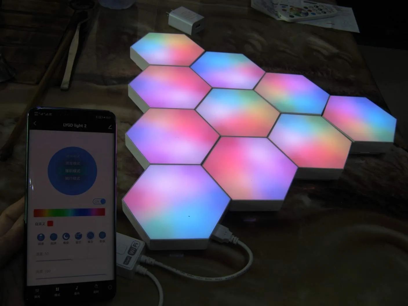 10x Hexagon Dream LED Smart Lighting with APP