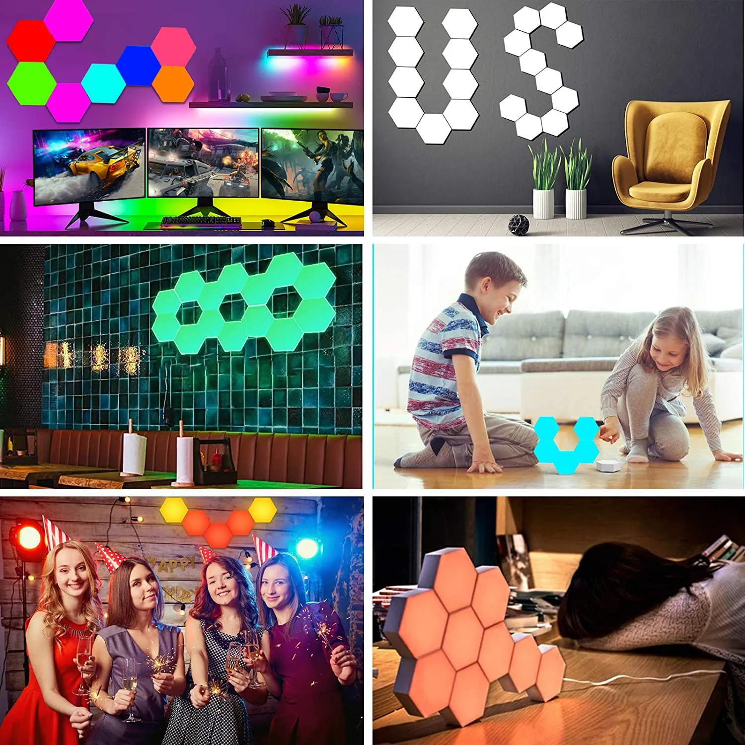 10x Hexagon Dream LED Smart Lighting with APP