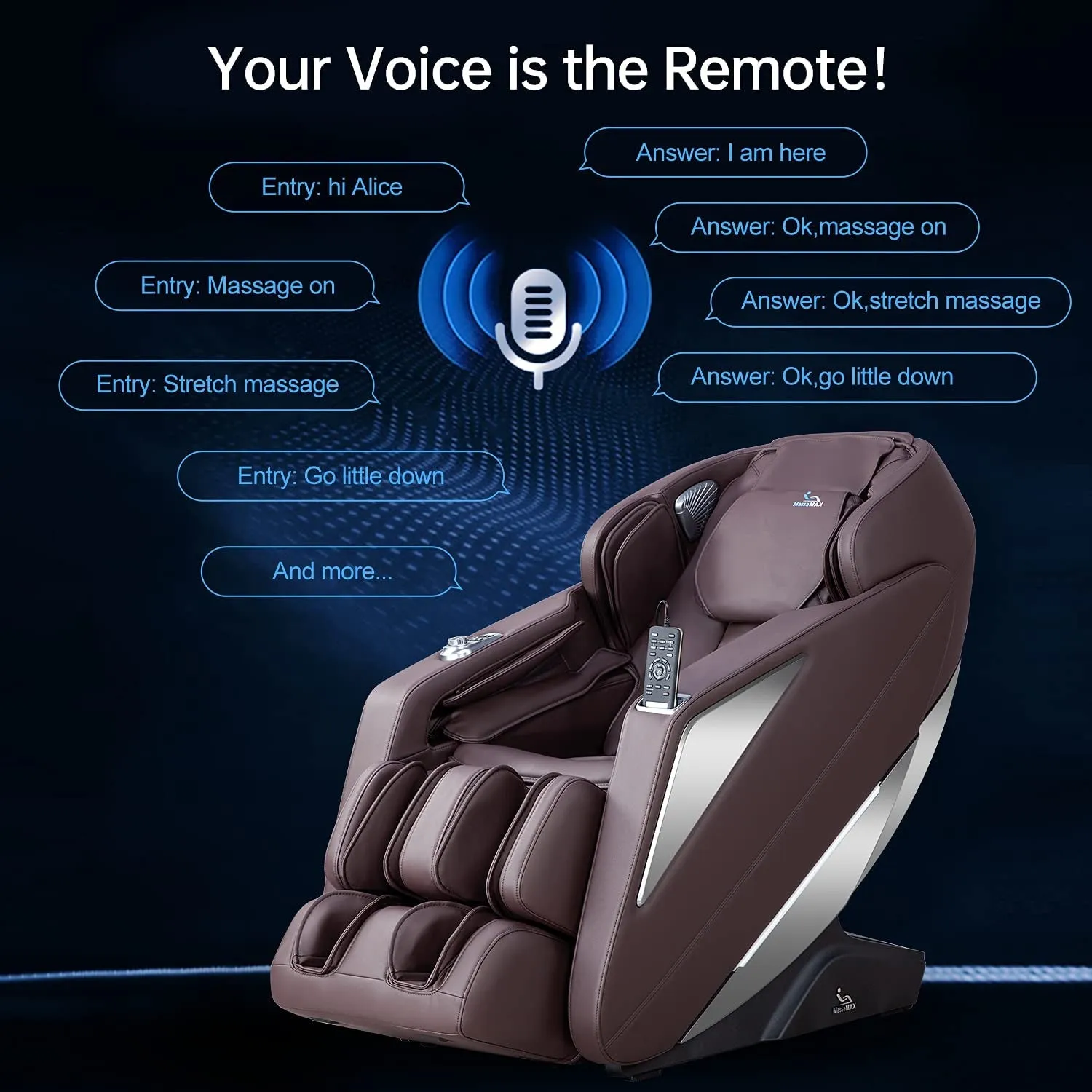 2022 Massage Chair Recliner, Zero Gravity Full Body Yoga Stretching with Intelligent Voice Control, Spine Massage Therapy, Full Body Recliner with SL Track, Bluetooth (Brown) 1