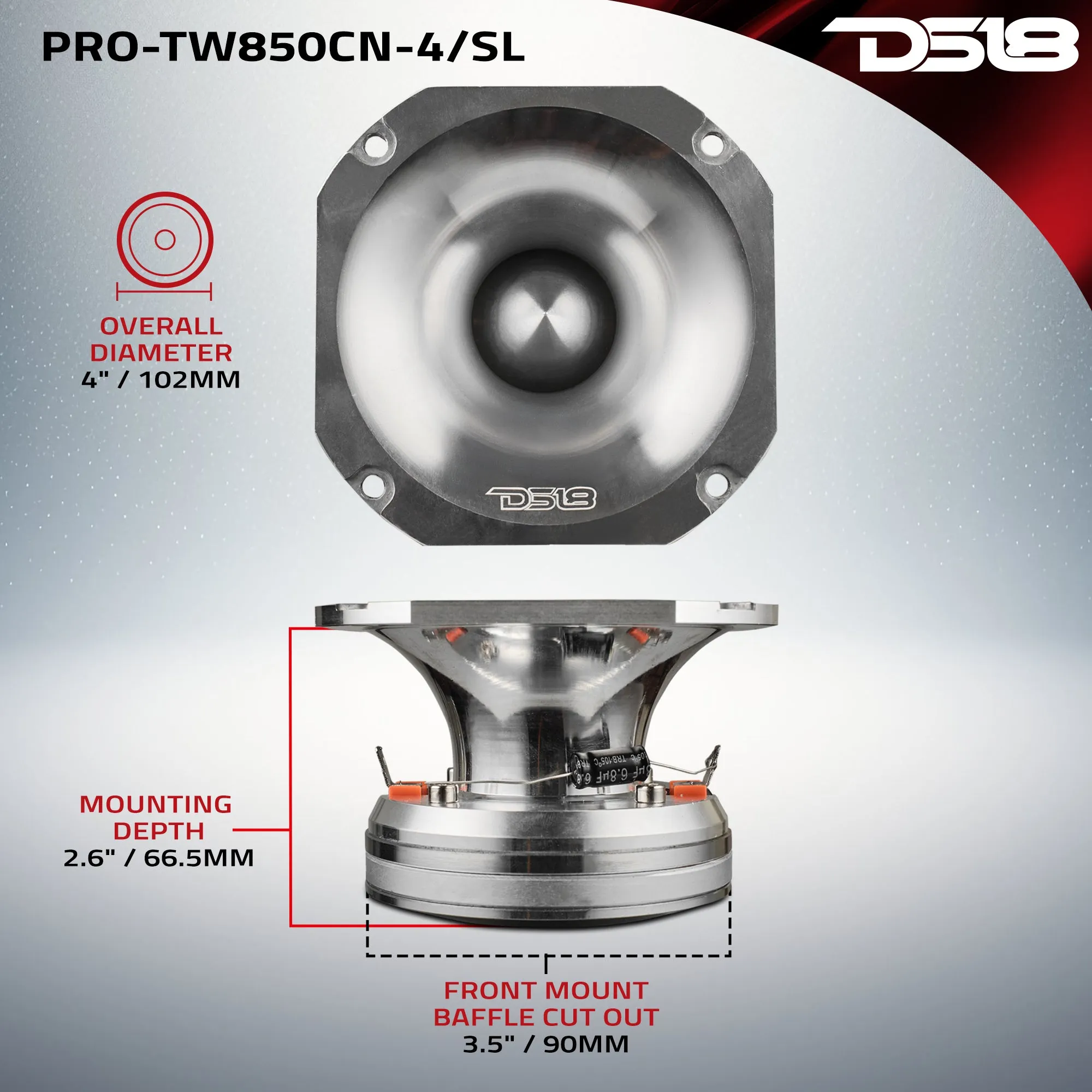 4" High Compression Hybrid Driver/Tweeter Neodymium Magnet 1.5" PEI Vc 250 Watts 4-Ohm