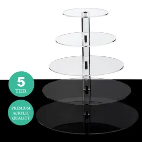 5 Tier Heavy Duty Acrylic Glass Cupcake Dessert Stand For Birthday Wedding Party