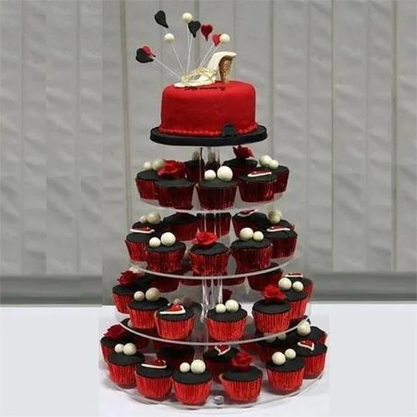 5 Tier Heavy Duty Acrylic Glass Cupcake Dessert Stand For Birthday Wedding Party
