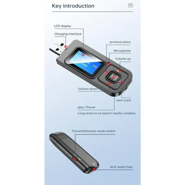 5.0 Bluetooth Wireless Audio Transmitter Receiver