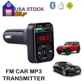 Adapter Car Bluetooth FM Radio Kit MP3 Wireless Audio Adapter 2 USB Charger