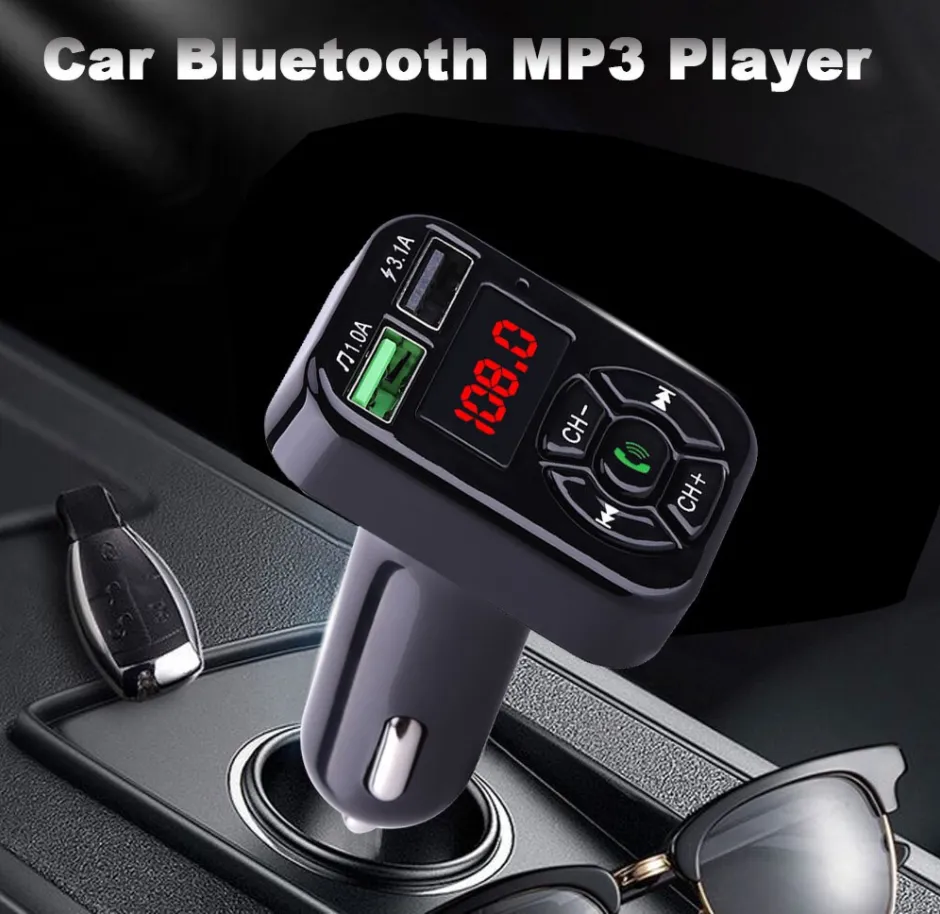Adapter Car Bluetooth FM Radio Kit MP3 Wireless Audio Adapter 2 USB Charger