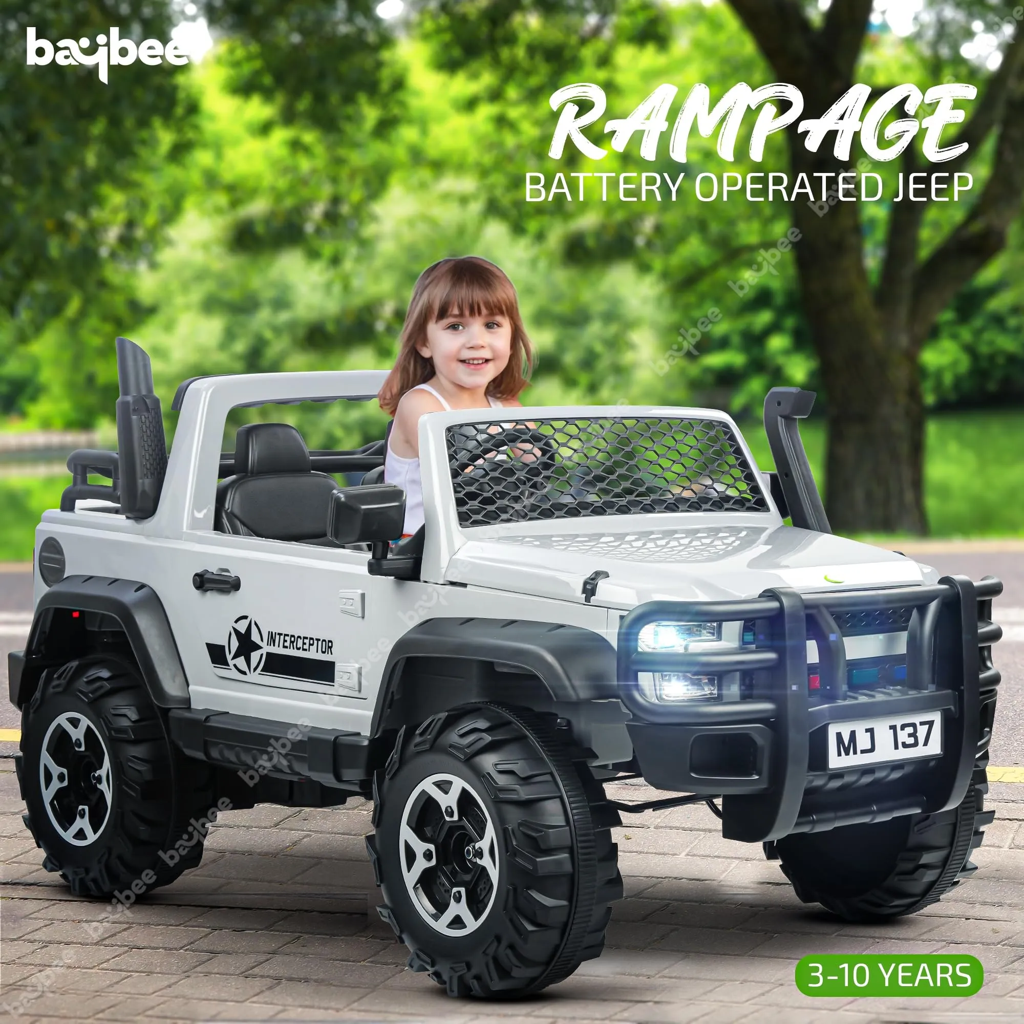 Baybee Rampage Rechargeable Battery Operated Jeep for Kids, Ride on Toy Kids Car with Bluetooth, Music & Light