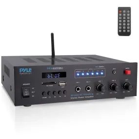 Bluetooth Public Address Amplifier - Compact Pa Speaker & Microphone Receiver System With (2) Mic Inputs, Mp3/Usb/Sd Readers, Fm Radio (300 Watt)
