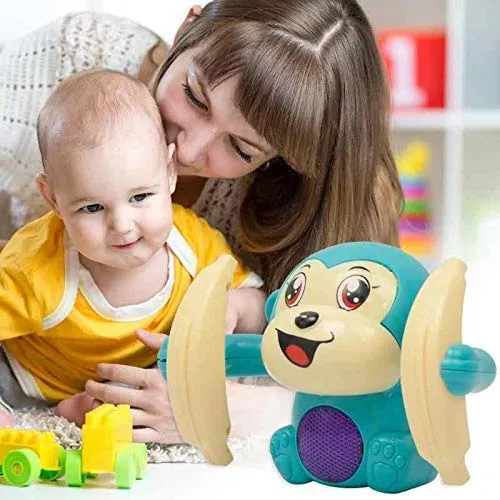 Brand Conquer Dancing and Spinning Rolling Doll Tumble Monkey Toy Voice Control Banana Monkey with Musical Toy with Light and Sound Effects and Sensor Multi Color
