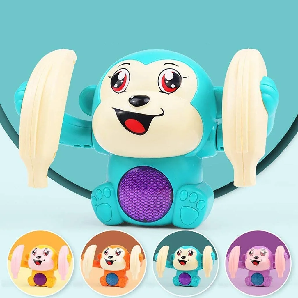 Brand Conquer Dancing and Spinning Rolling Doll Tumble Monkey Toy Voice Control Banana Monkey with Musical Toy with Light and Sound Effects and Sensor Multi Color