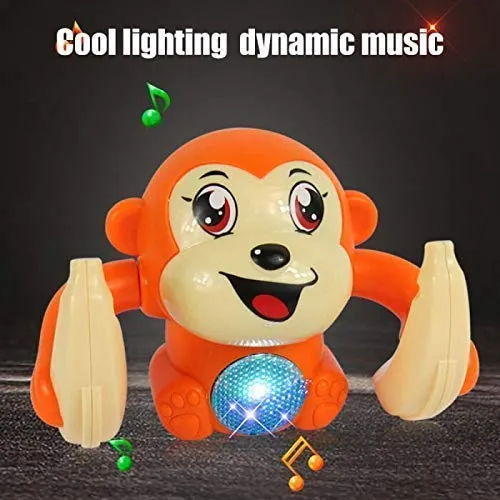 Brand Conquer Dancing and Spinning Rolling Doll Tumble Monkey Toy Voice Control Banana Monkey with Musical Toy with Light and Sound Effects and Sensor Multi Color
