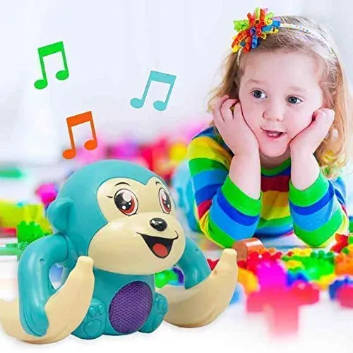 Brand Conquer Dancing and Spinning Rolling Doll Tumble Monkey Toy Voice Control Banana Monkey with Musical Toy with Light and Sound Effects and Sensor Multi Color