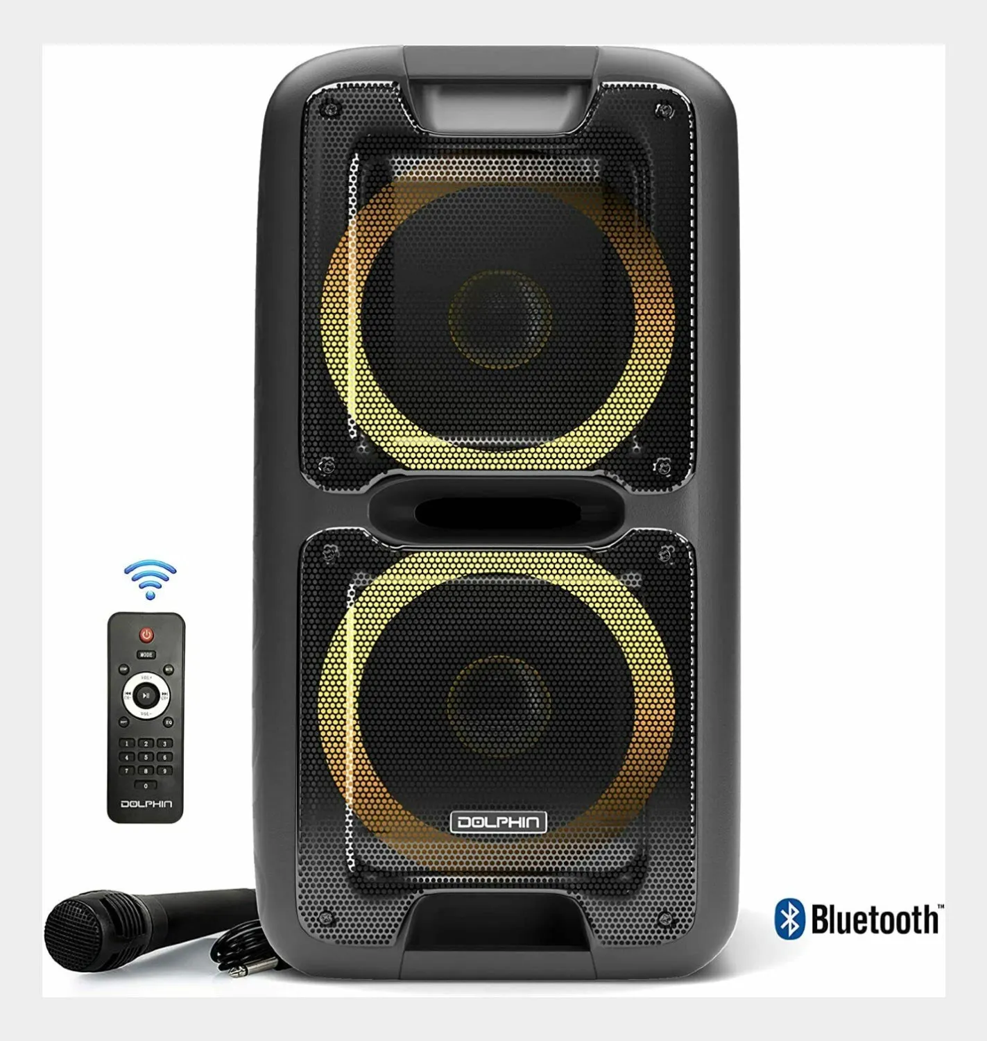 Brand New 3400W Dolphin SP-2100RBT Rechargeable Bluetooth Party Speaker Dual 10" WaveSync™
