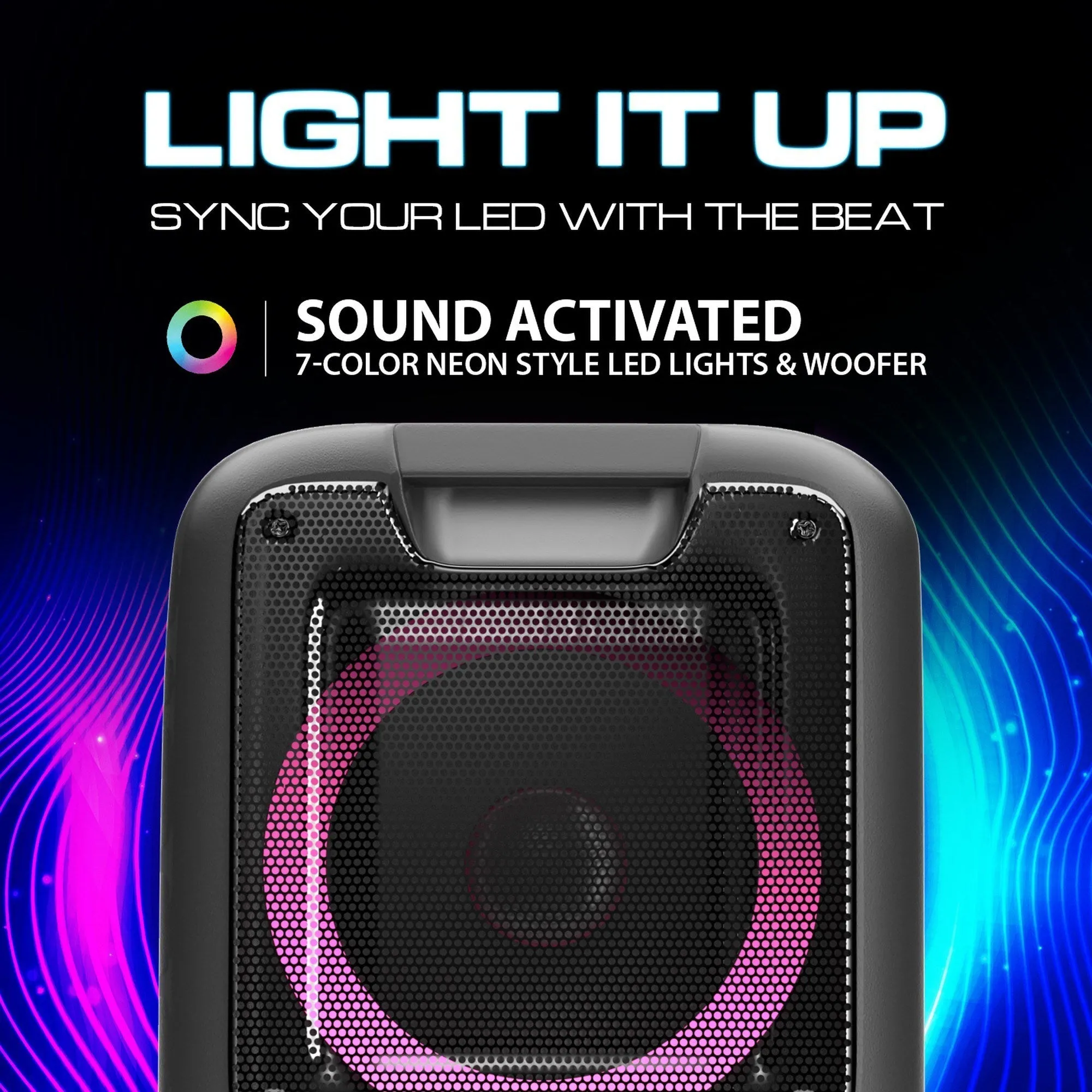 Brand New 3400W Dolphin SP-2100RBT Rechargeable Bluetooth Party Speaker Dual 10" WaveSync™