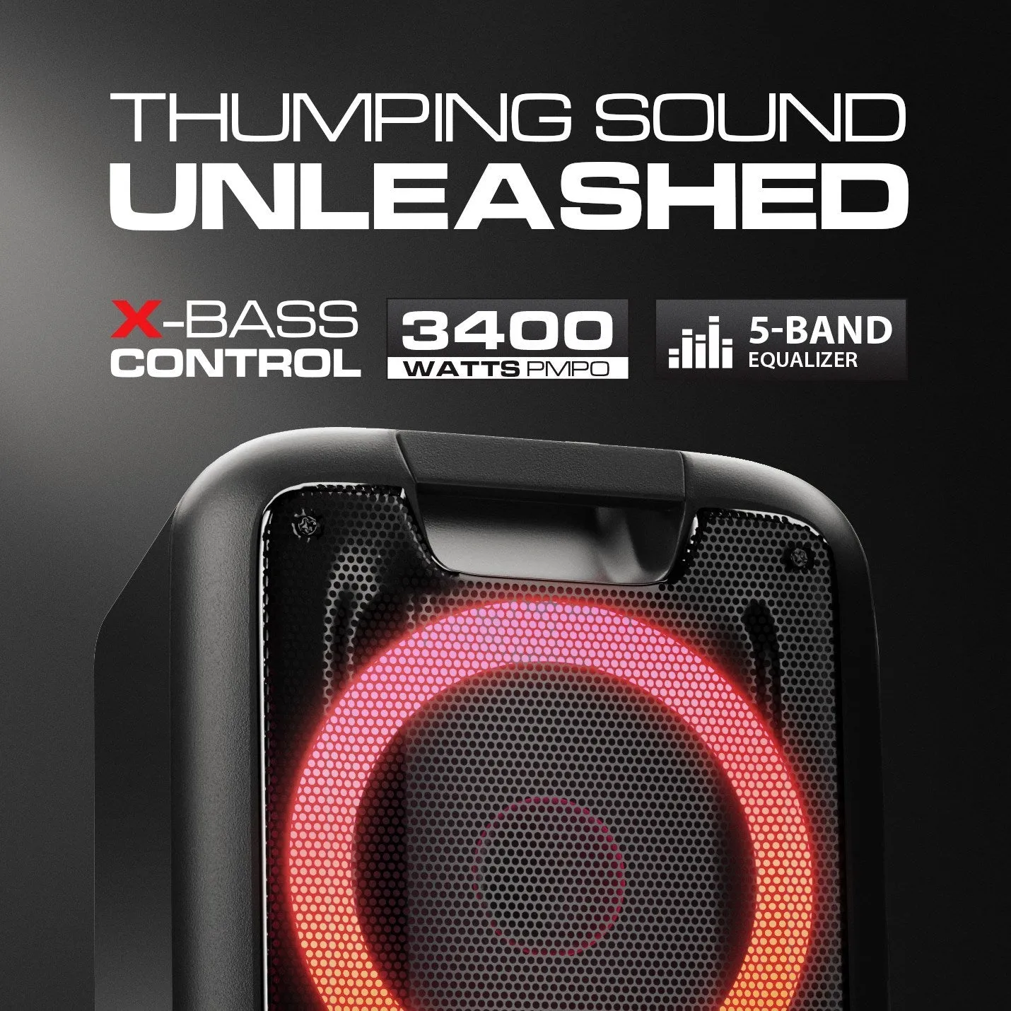 Brand New 3400W Dolphin SP-2100RBT Rechargeable Bluetooth Party Speaker Dual 10" WaveSync™