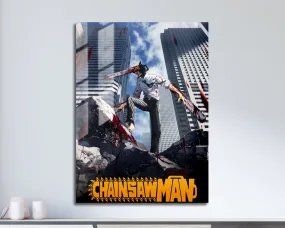 Chainsaw Man Cityscape Metal Poster