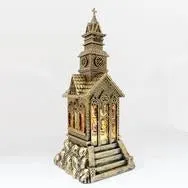 Christmas Church Water Lantern with Music LED Light And Swirling Confetti