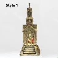 Christmas Church Water Lantern with Music LED Light And Swirling Confetti