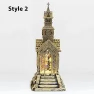 Christmas Church Water Lantern with Music LED Light And Swirling Confetti