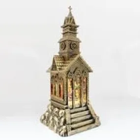 Christmas Church Water Lantern with Music LED Light And Swirling Confetti