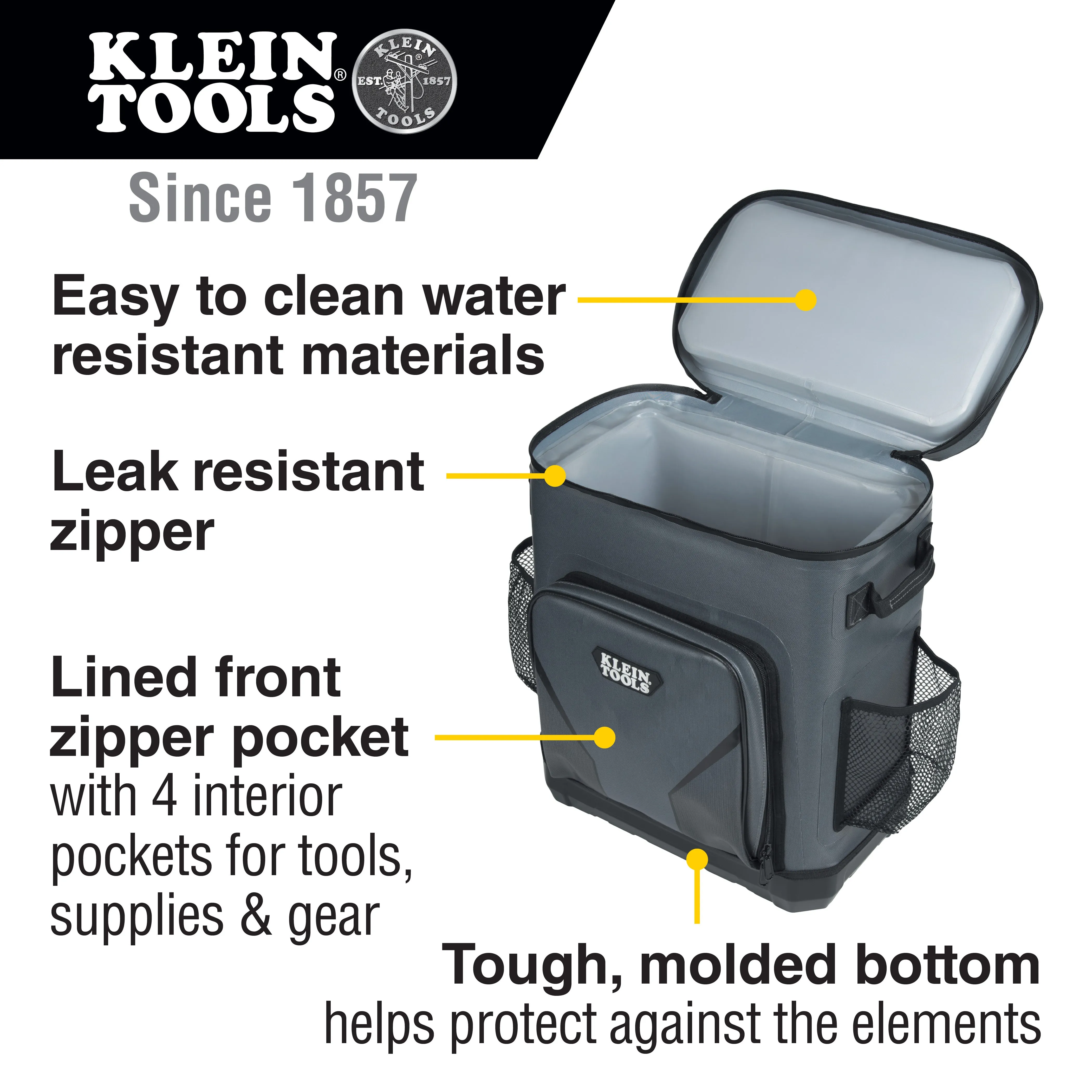 Cooler - Klein Tools Backpack Cooler, Insulated, 30 Can Capacity, 62810BPCLR