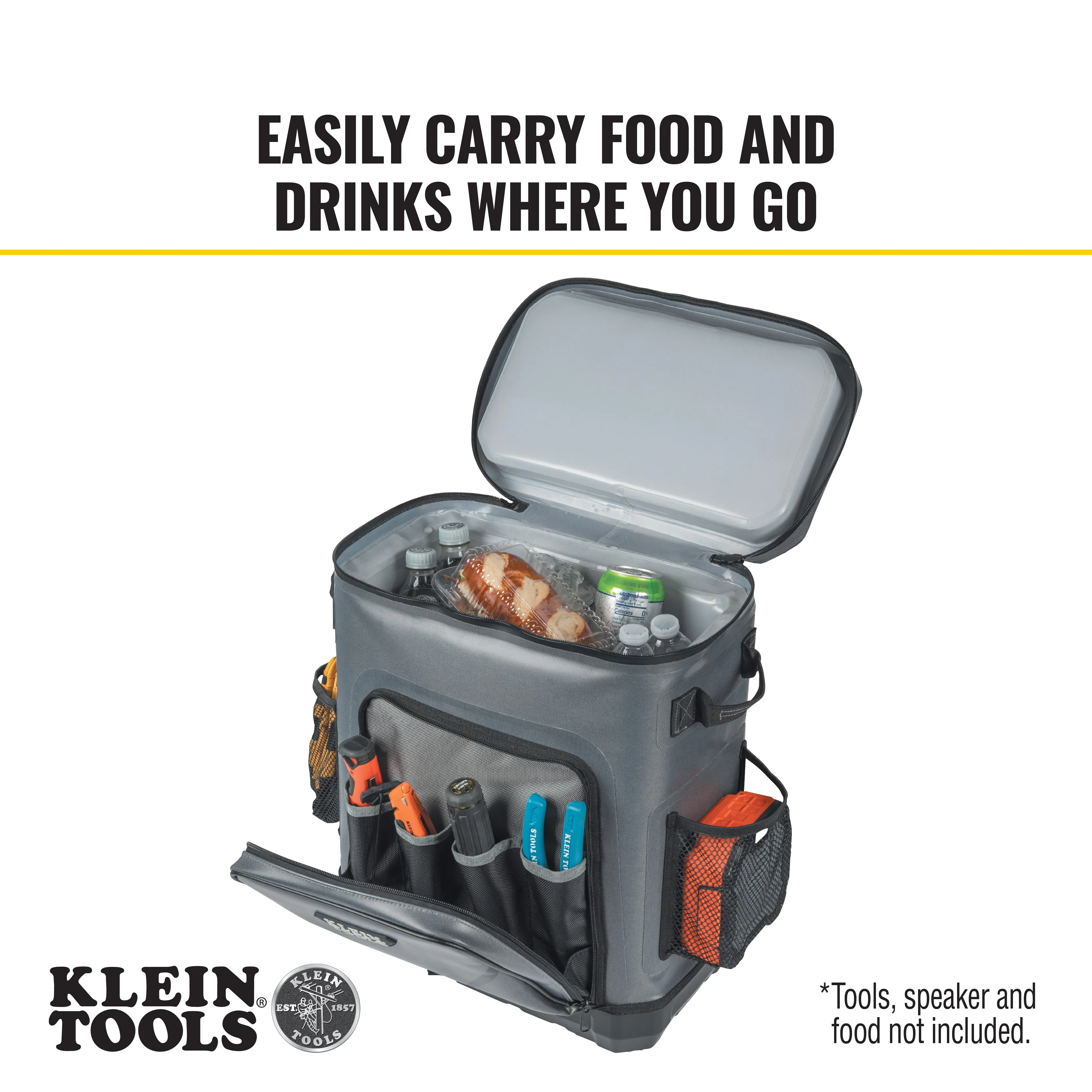 Cooler - Klein Tools Backpack Cooler, Insulated, 30 Can Capacity, 62810BPCLR