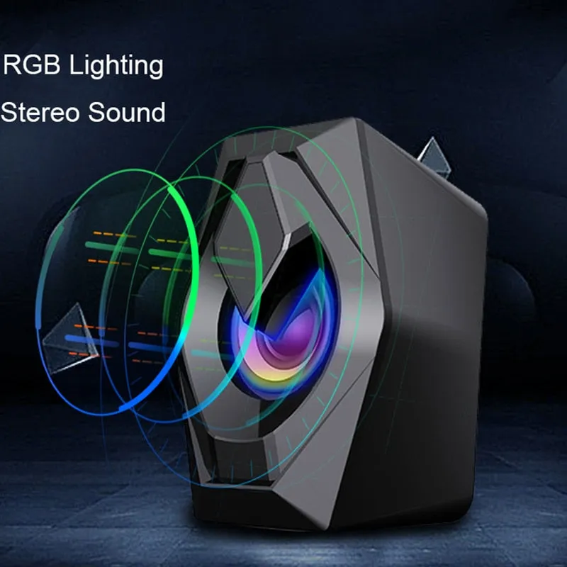 COOMAER USB Wired Desktop Speaker With RGB Lighting