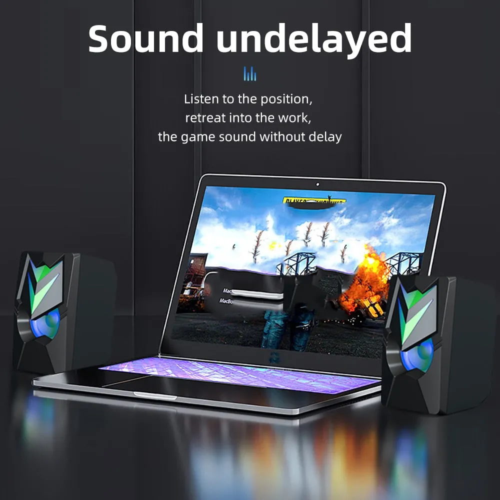 COOMAER USB Wired Desktop Speaker With RGB Lighting