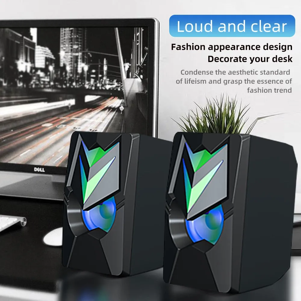 COOMAER USB Wired Desktop Speaker With RGB Lighting