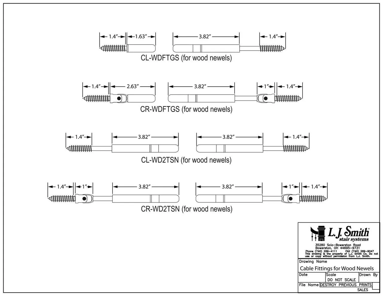 CR-MFTGS-SS - Metal Rake Newel Fixed/Tensioner Pair