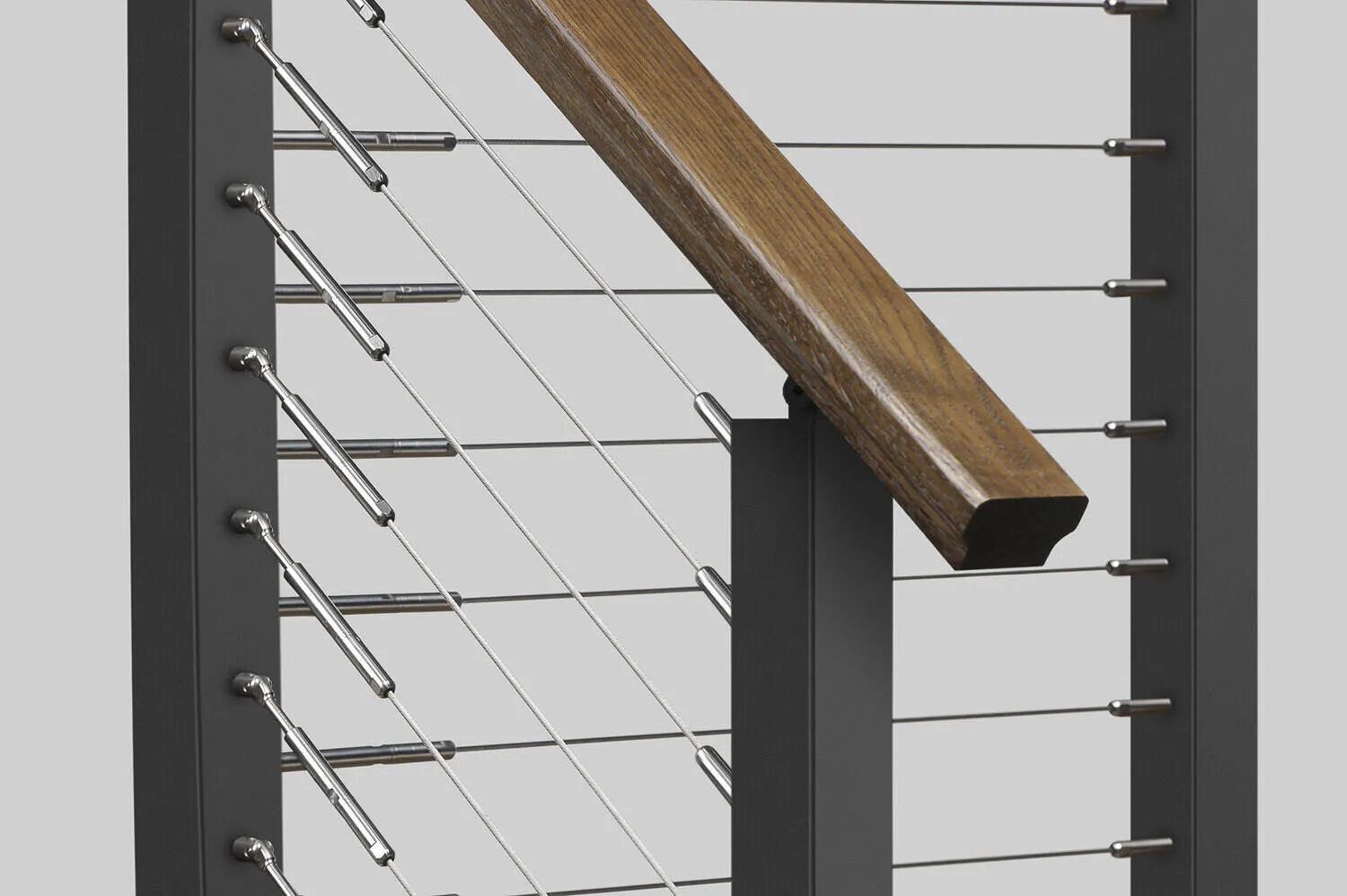 CR-MFTGS-SS - Metal Rake Newel Fixed/Tensioner Pair