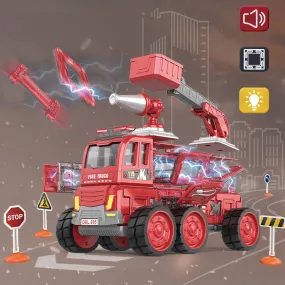 DIY Magnetic Fire Truck with Music & Lights, Red - DanBaoLe