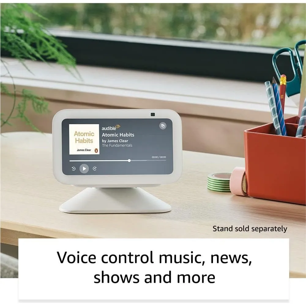 Echo Show 5 (Newest Gen) - Smart Display & Alarm Clock with Clearer Sound, Cloud Blue