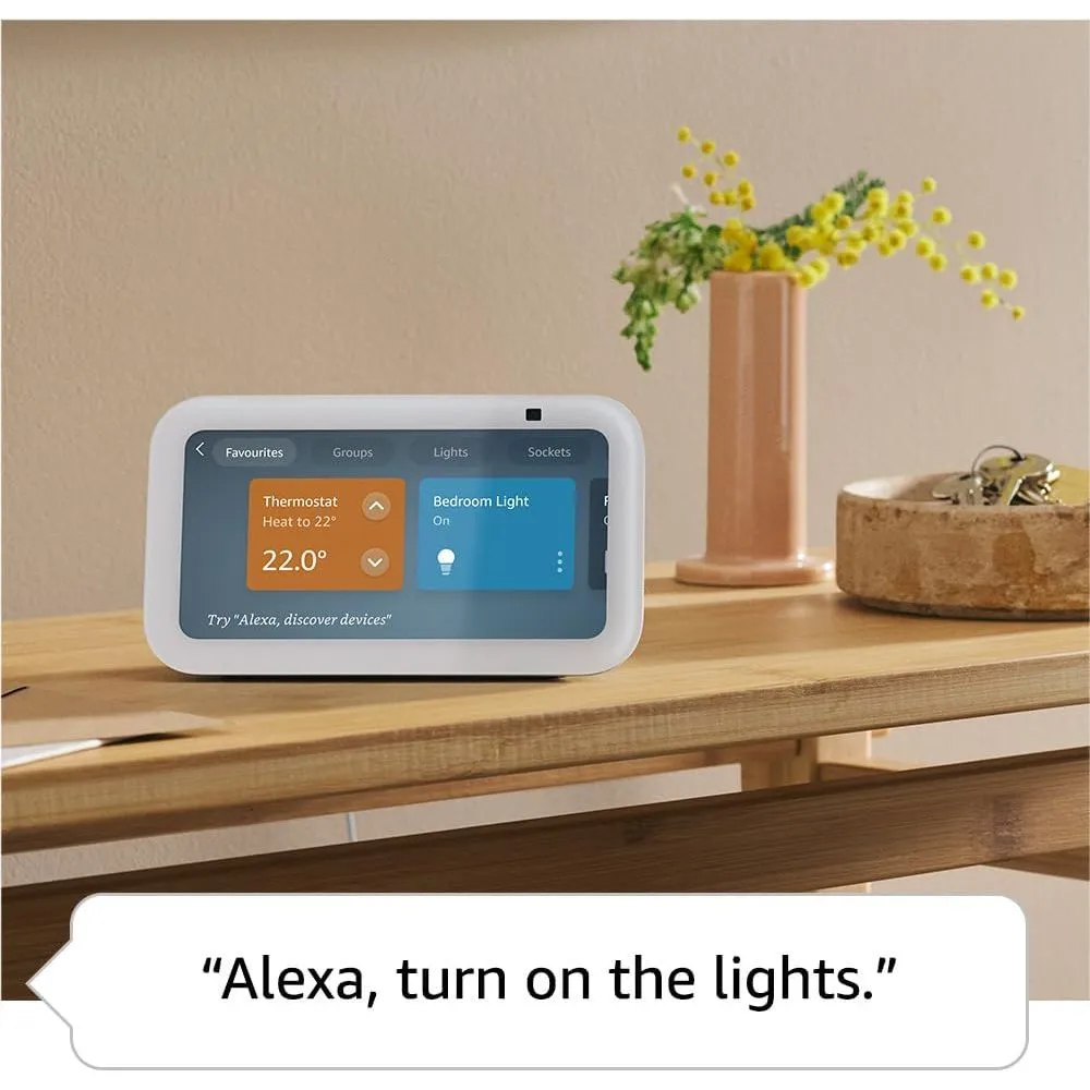 Echo Show 5 (Newest Gen) - Smart Display & Alarm Clock with Clearer Sound, Cloud Blue