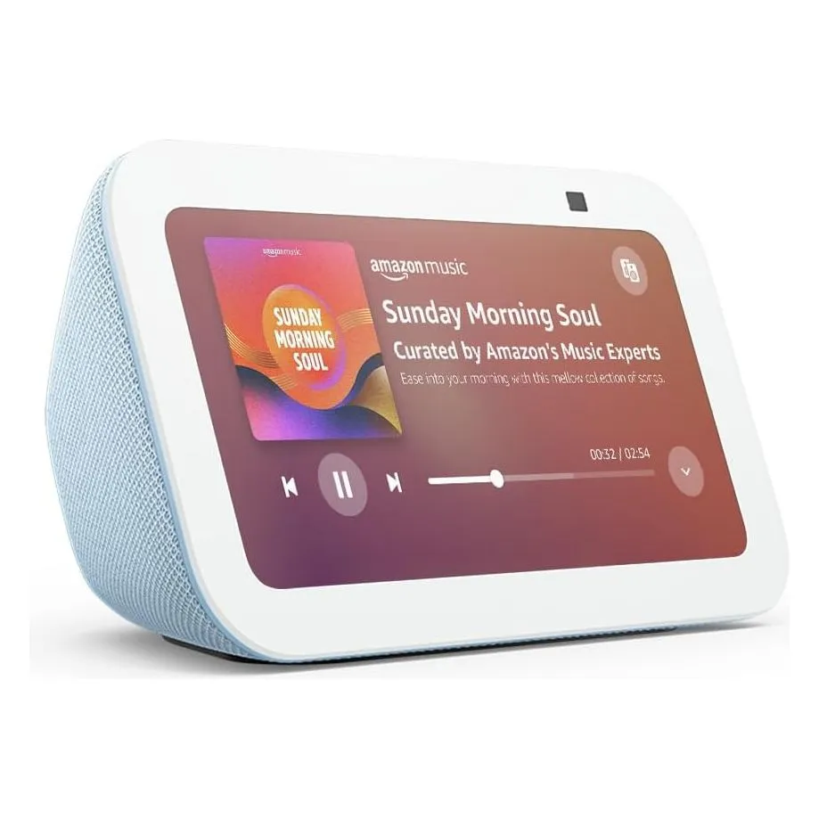 Echo Show 5 (Newest Gen) - Smart Display & Alarm Clock with Clearer Sound, Cloud Blue