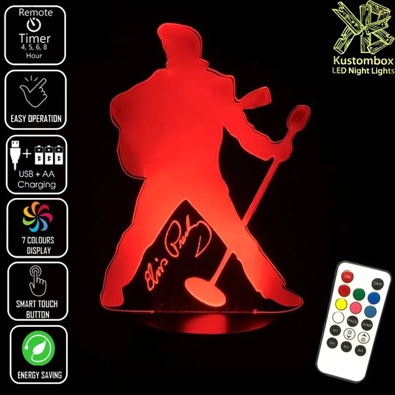 Elvis Presley The King 3D LED Night Light Lamp