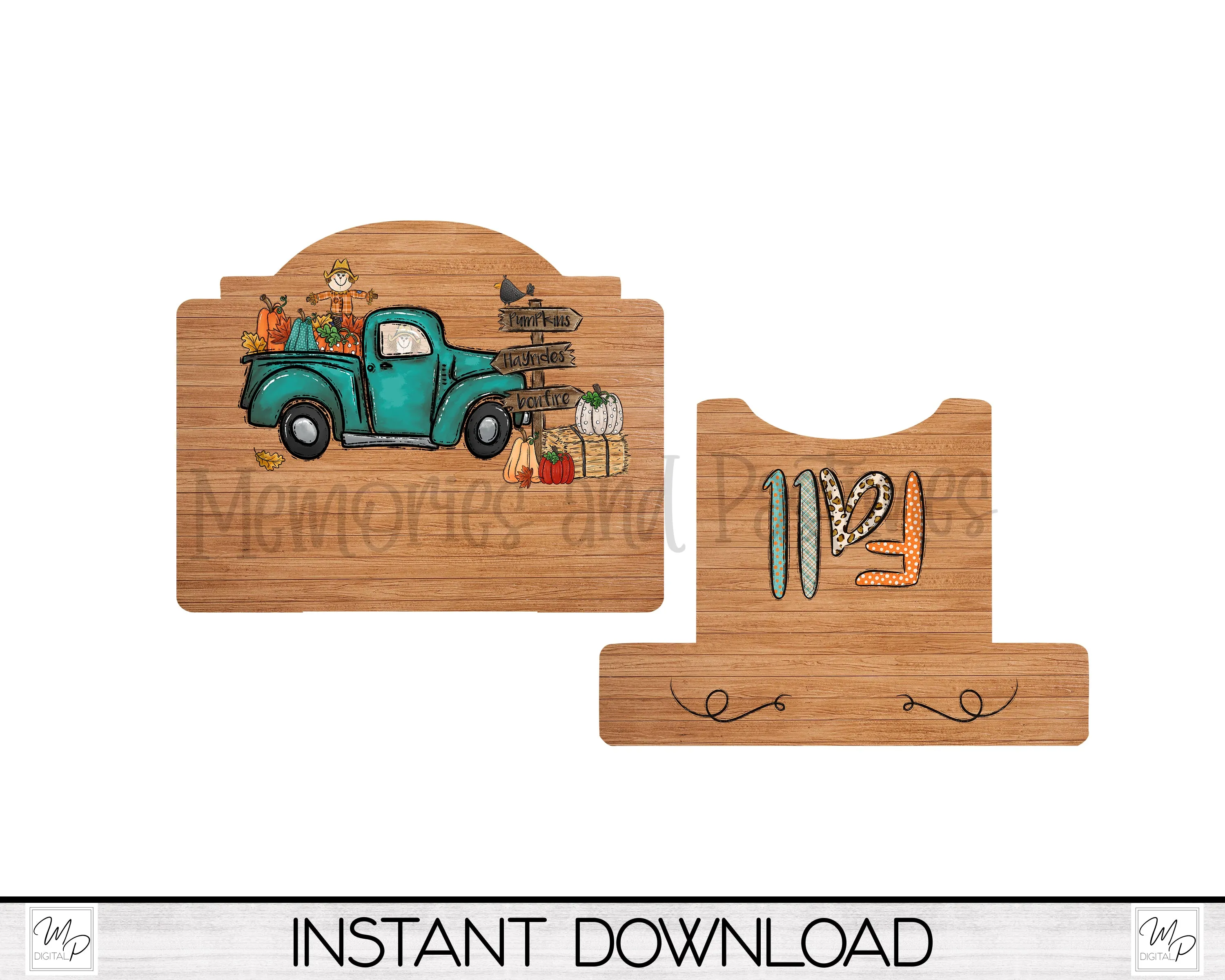 Fall Scarecrow Cookbook / Tablet Stand PNG for Sublimation Design, Digital Download