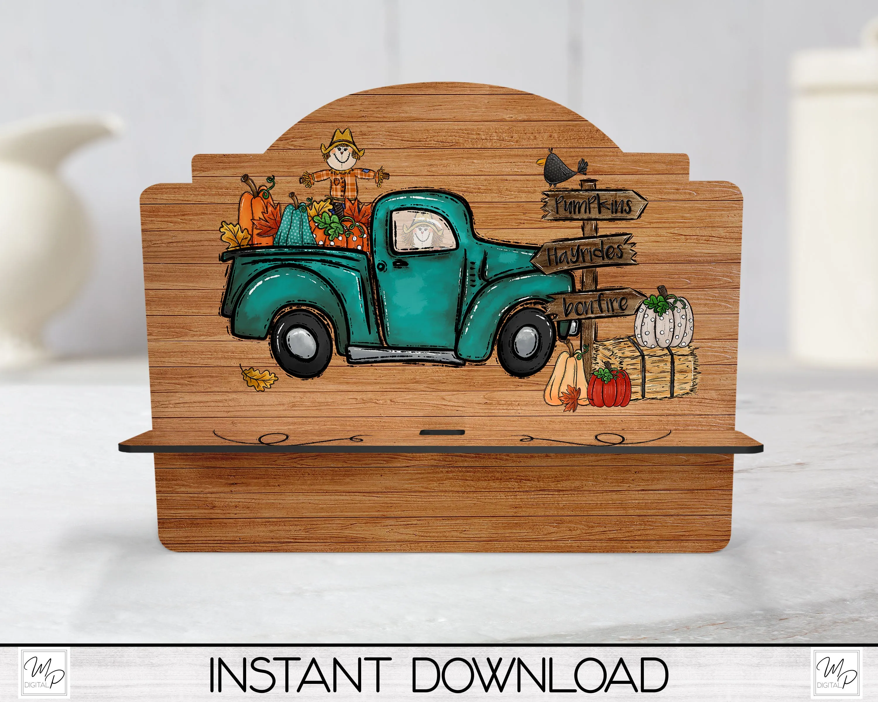 Fall Scarecrow Cookbook / Tablet Stand PNG for Sublimation Design, Digital Download