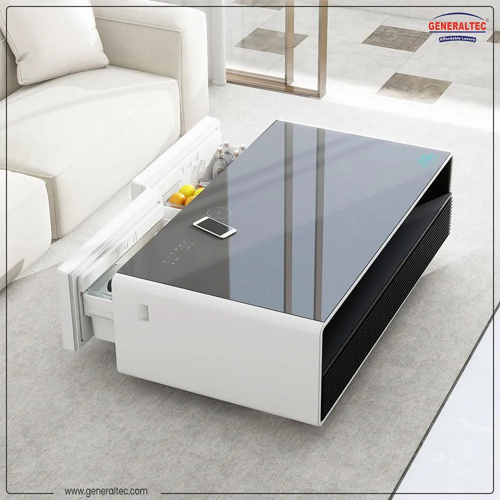 Generaltec Smart Table with Refrigerator and Speakers GMBST3WT - White