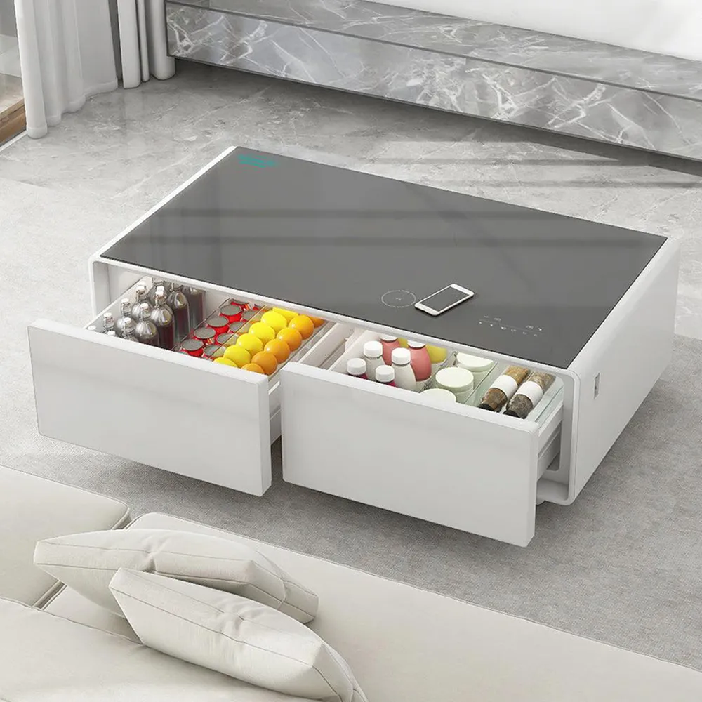 Generaltec Smart Table with Refrigerator and Speakers GMBST3WT - White
