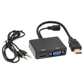Hdmi To Vga And Hdmi Female Splitter With Audio Video Cable Converter