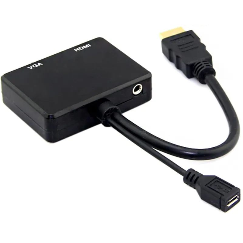 Hdmi To Vga And Hdmi Female Splitter With Audio Video Cable Converter