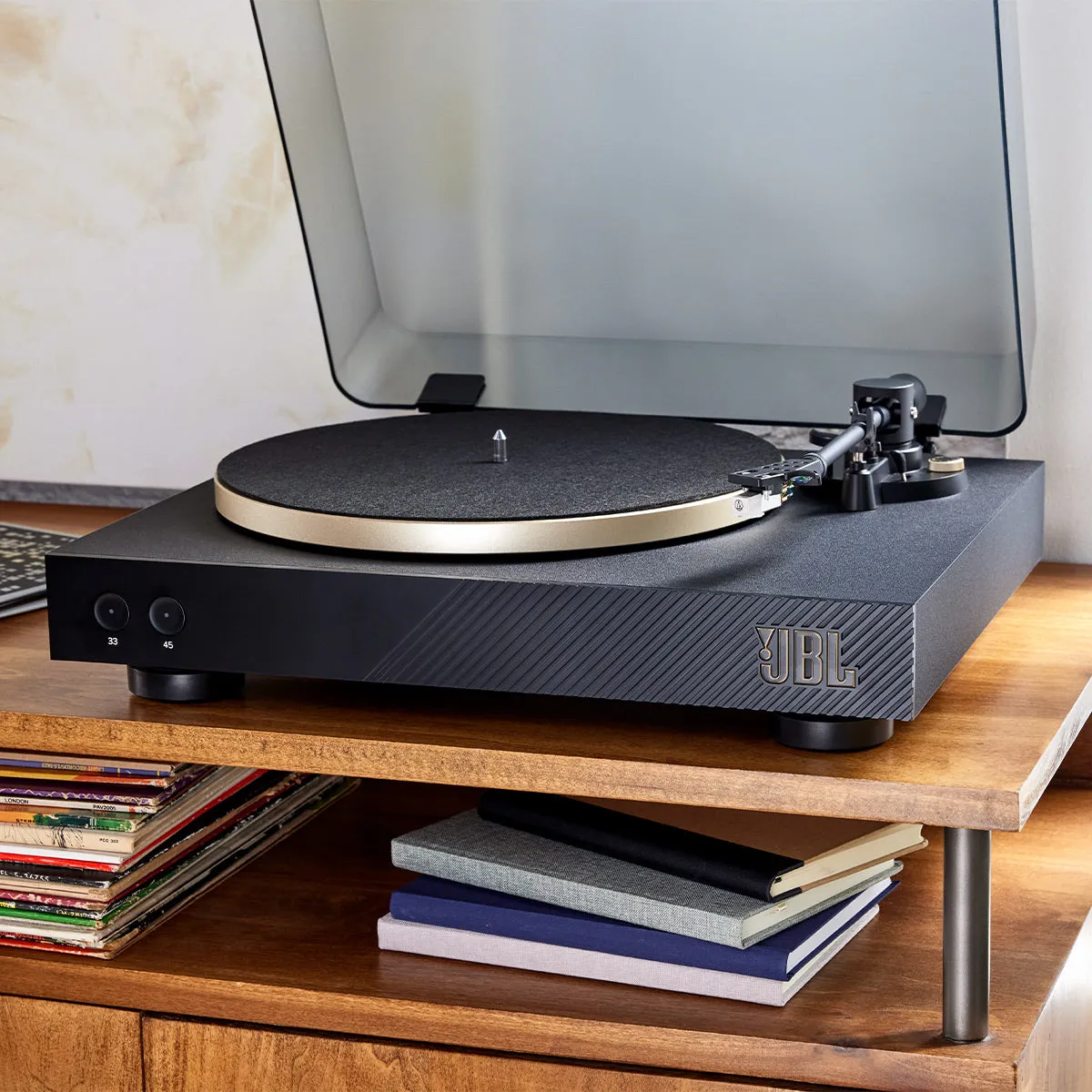 JBL Spinner BT Semi-Automatic Bluetooth Turntable with Authentics 500 Wireless Bluetooth Speaker (Black/Gold)