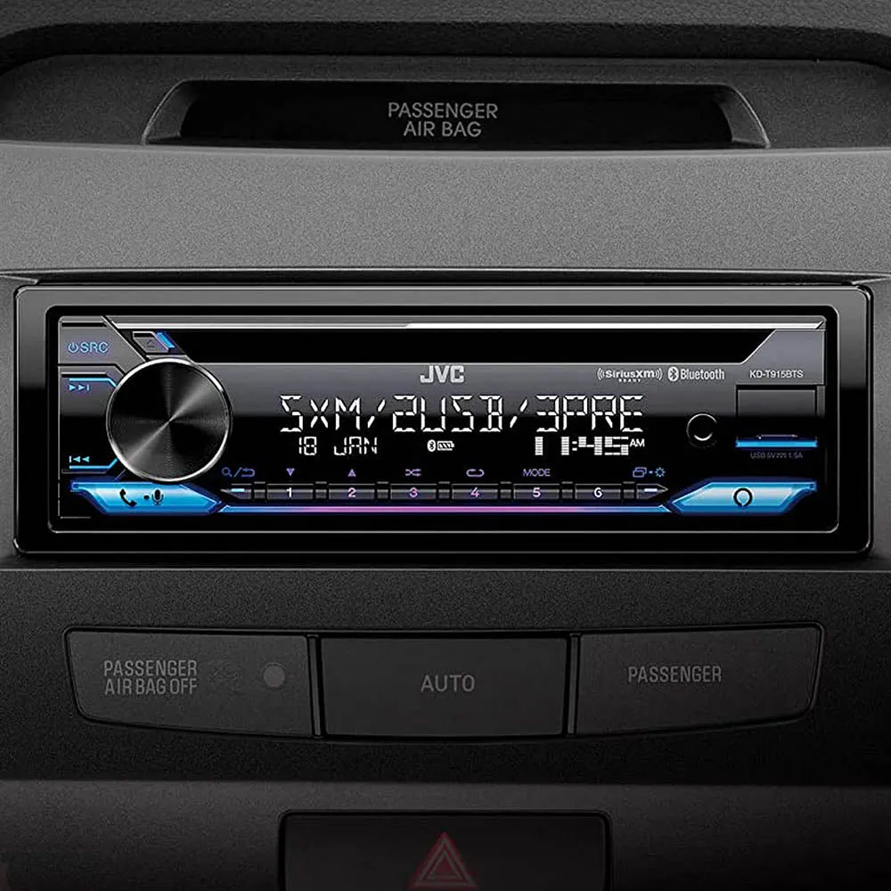 JVC Single DIN CD Receiver with Dual USB Ports Bluetooth Amazon Alexa KD-T915BTS