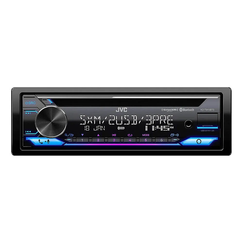 JVC Single DIN CD Receiver with Dual USB Ports Bluetooth Amazon Alexa KD-T915BTS