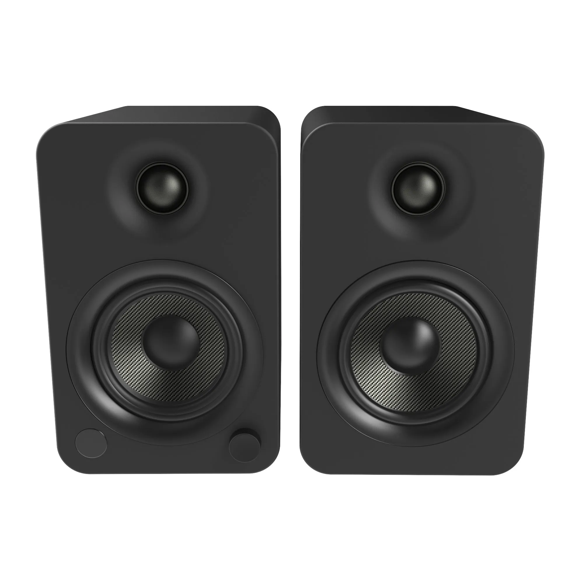Kanto YU4 140W Powered Bookshelf Speakers with Bluetooth and Phono Preamp - Pair, Matte Black with S4 Black Stand Bundle